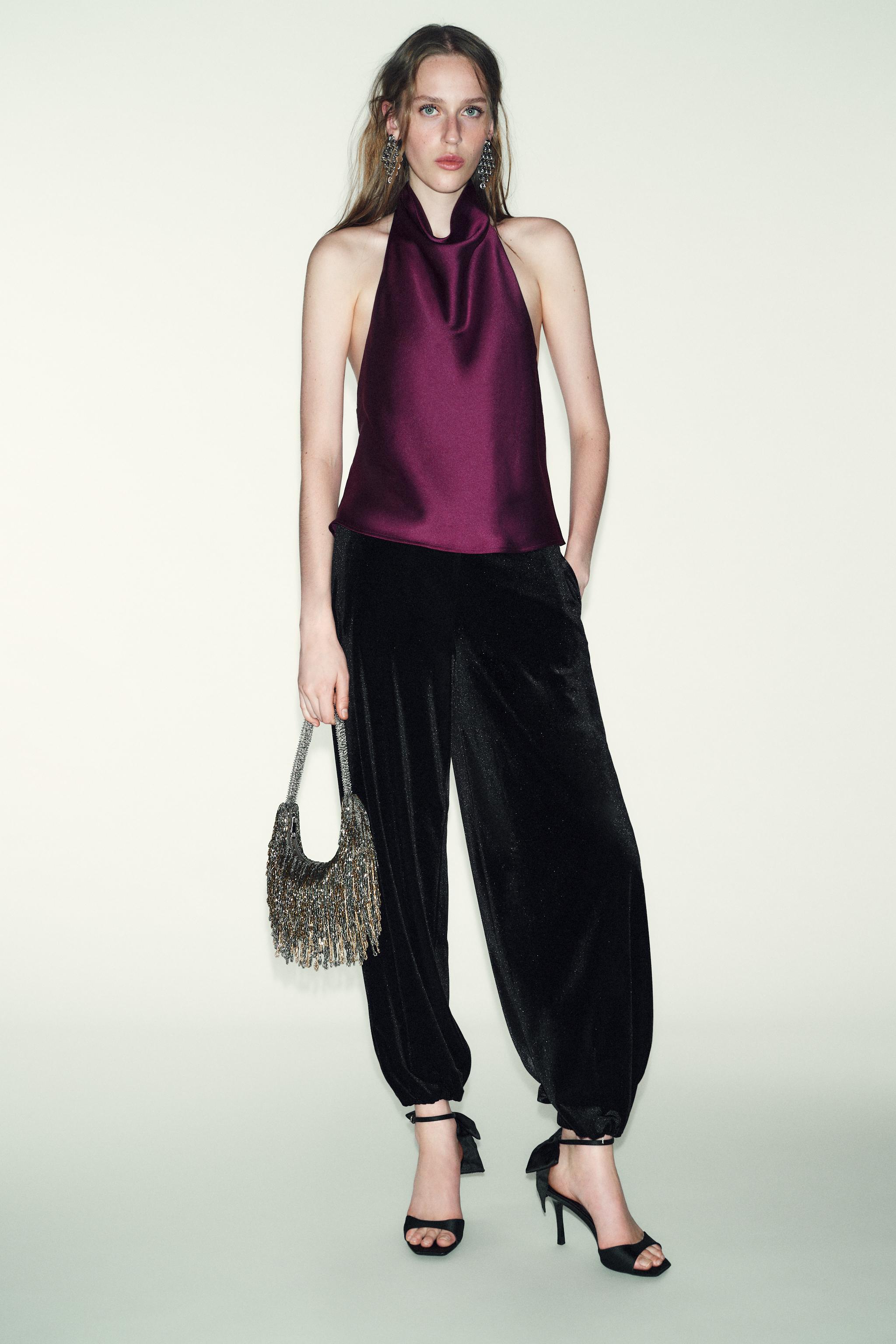 SATIN EFFECT HALTER TOP